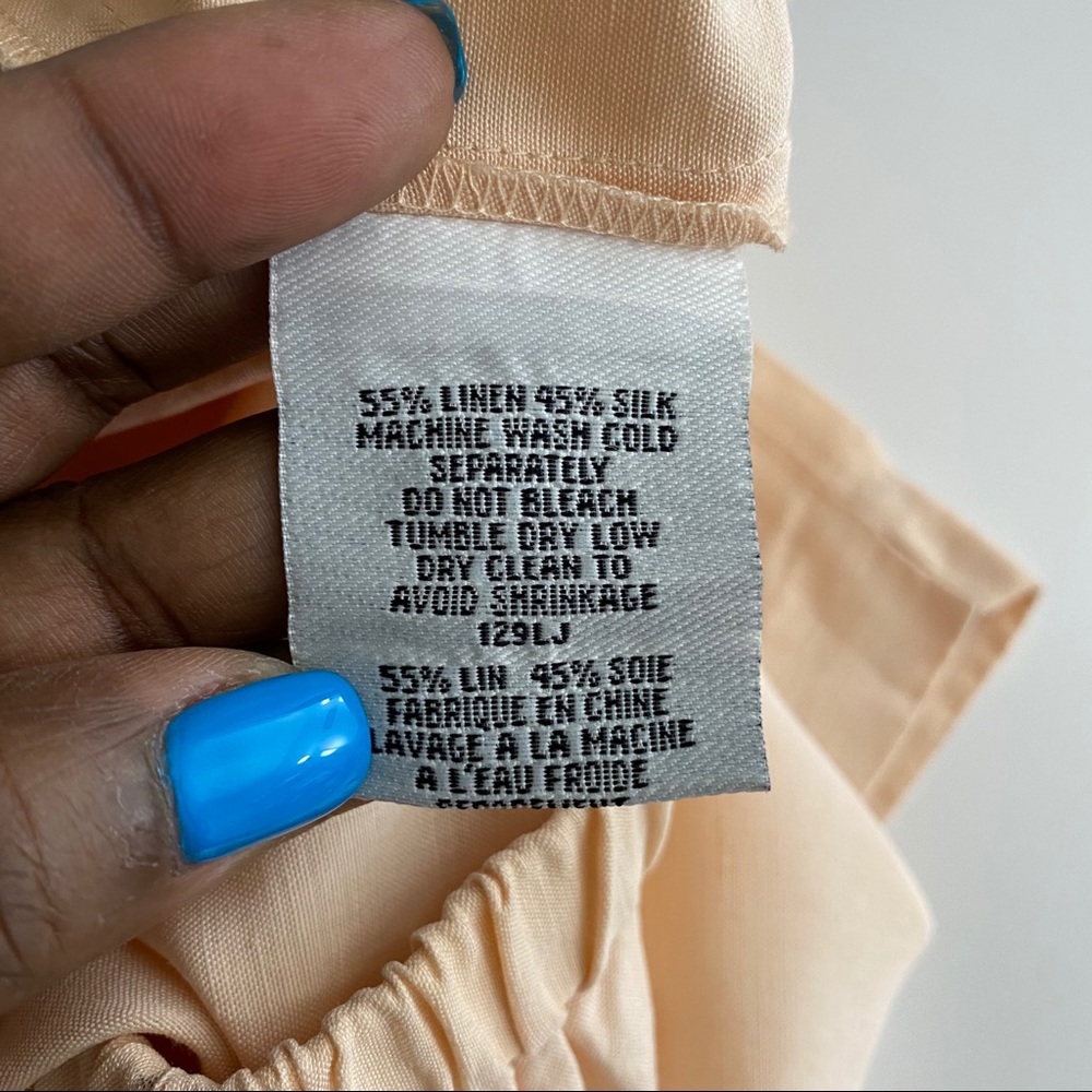 Eileen Fisher Silk Linen Pants Coral Peach, Size L - Picture 7 of 7